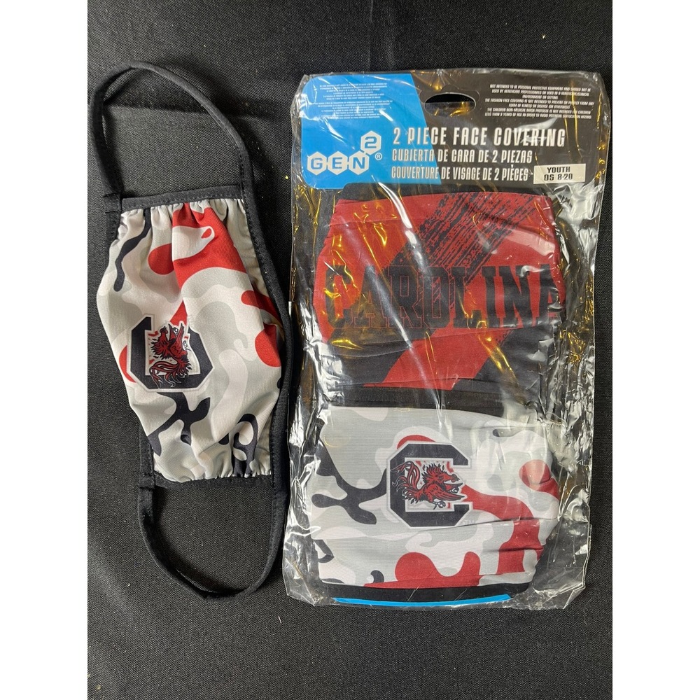 Gen2 South Carolina Gamecocks Youth Face Mask 2 Pack Red Black Camo OS 8-20 NEW